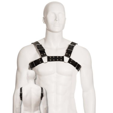 Pettorina in Pelle Black Bull per Cani - Regolabile da S a XL, Perfetta per BDSM